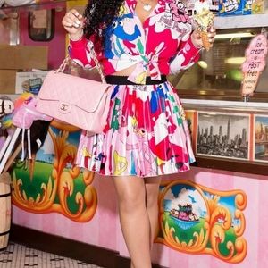 2 Piece Button Down Shirt with Skort M/L